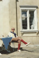 Portrait of Michael Szell sat having lunch